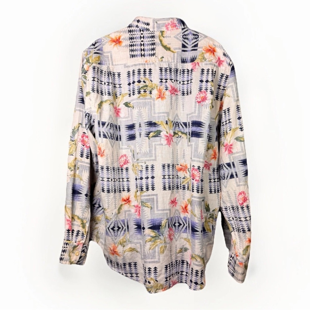 Tommy Bahama & Pendleton Aloha Harding Breezer Long-Sleeve Linen Shirt Size XL - Picture 3 of 12